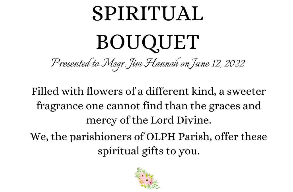 Portion of the inside of Spiritual Bouquet card